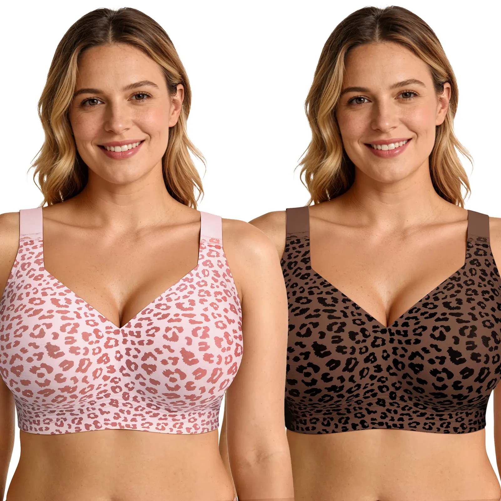 OEAK 2PCS Jelly Bras  Push Up No Underwire Full Coverage Plus Bras Comfort Supportive