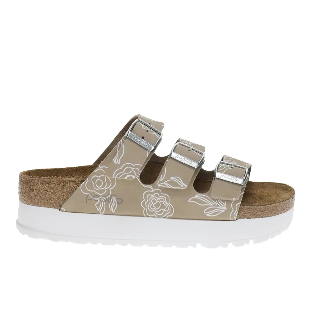 BIRKENSTOCK Womens Florida Iii Flex Platform Nubuck Casual Sandals Casual Low Heel 1-2" - Off White