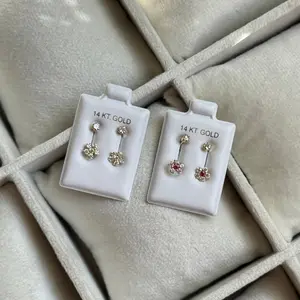 14k Gold Telephone CZ Flower Earrings