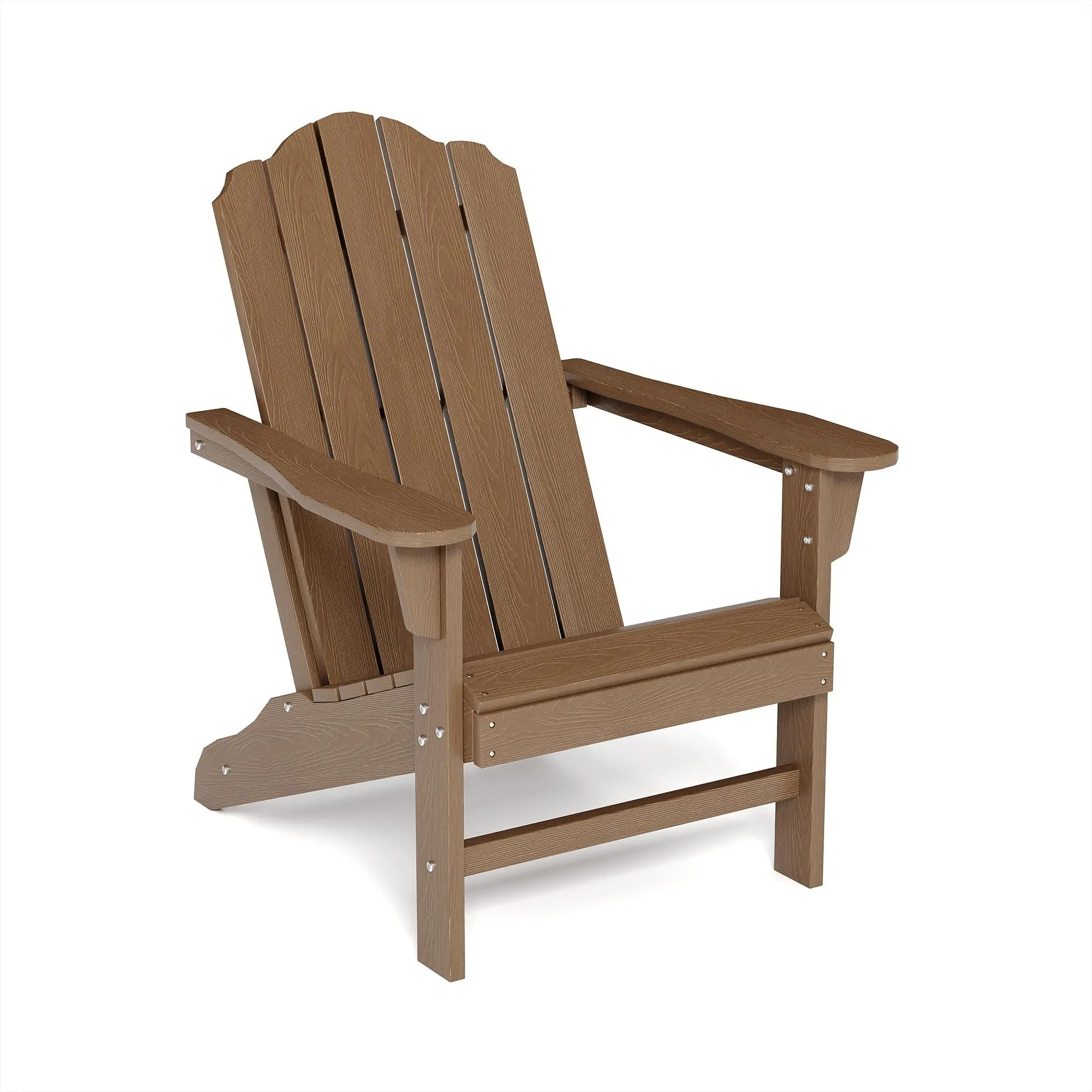 GARVEE HDPE Adirondack Patio Chair - Wood Texture Outdoor Furniture for Garden Backyard, Brown