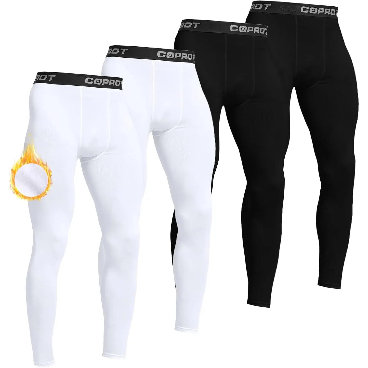 Men's Fleece-Lined Thermal Compression Pants - Activewear Full-Length Thermal Tights, High Stretch 4-Way Elastane Base Layer, Moisture Control Breathable Flatlock Seams for Winter Sports