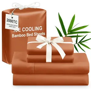 4pcs Bamboo Cooling Bedding Set with Extra Deep Pockets - Breathable, Cooling Bedding - Ideal for Hot Sleepers, Includes Children's Pillowcases