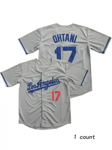 LA Shohei Ohtani 17 Multi Color Comfortable Breathable Lightweight Jersey, Casual Outdoor Daily Sports Micro Bullet Spring/Summer Universal Men's Baseball Jersey
