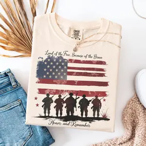 Comfort Colors Land Of the Free Shirt, America Shirt, Honor and Remember Shirt, 4th of July Shirt, Land of the free Because of the Brave Tee