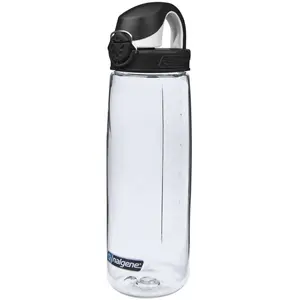 NALGENE 24oz On-the-Fly Sustain Recycled Plastic Sports Water Bottle - Clear, Portable, Reusable, Leakproof, Washable, Black Cap, Water Bottles