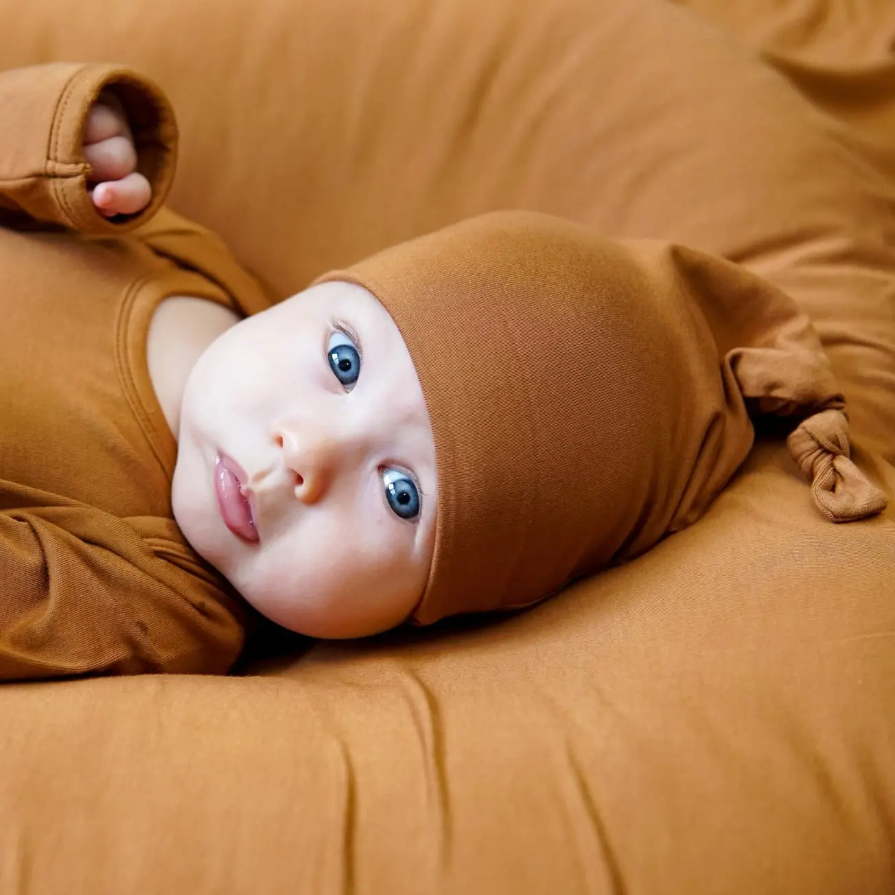 BAMBOO KNOT BEANIE- Caramel, Newborn Baby Bamboo Beanie
