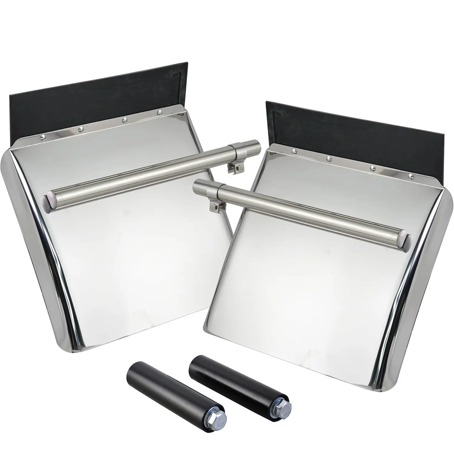 Stainless Steel 24x24 in Quarter Fender Set - Single Bolt Mounting Brackets, Mud Flap Hangers, Debris Guard Protector for International Kenworth Semi Trucks, Car Exterior Accessories with Round Tube, Durability Focused, Assembly Required