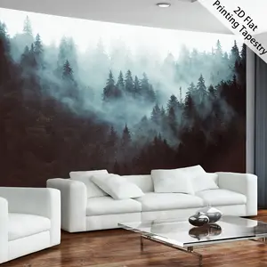 [Misty Forest Tapestry] 1pc Extra Large Misty Forest Landscape Tapestry - High-Definition Digital Print, Polyester Fiber Wall Hanging for Living Room Decor, No Installation Needed, Serene Home Accent, Large Wall Hanging