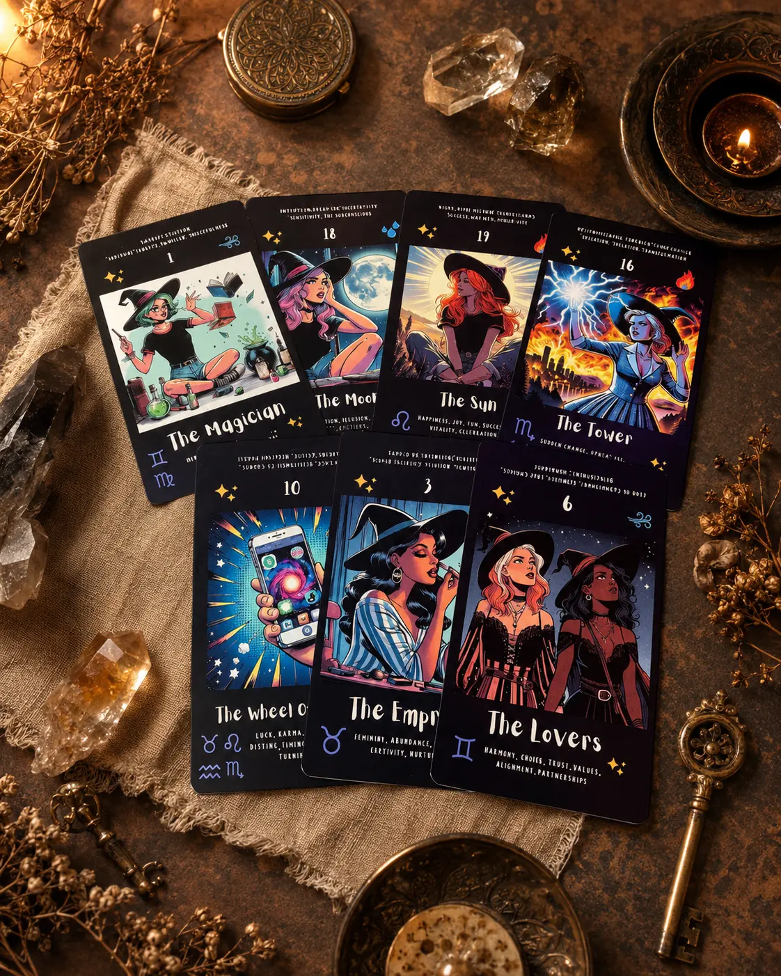 Modern Mystic Tarot Deck, 78 Cards with Contemporary Illustrated Artwork for Beginners