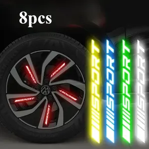 8pcs Car reflective wheel hub stickers electric bike motorcycle wheel rims sport stickers colorful modifications sports night light car stickers Automotive Car Accessories