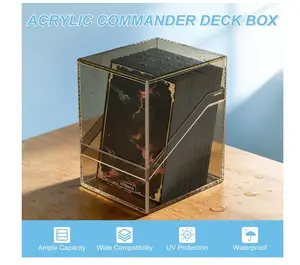 Mlikero Smoke Color Card Deck Box Acrylic Commander Deck Box Holding 100+ Sleeved Cards