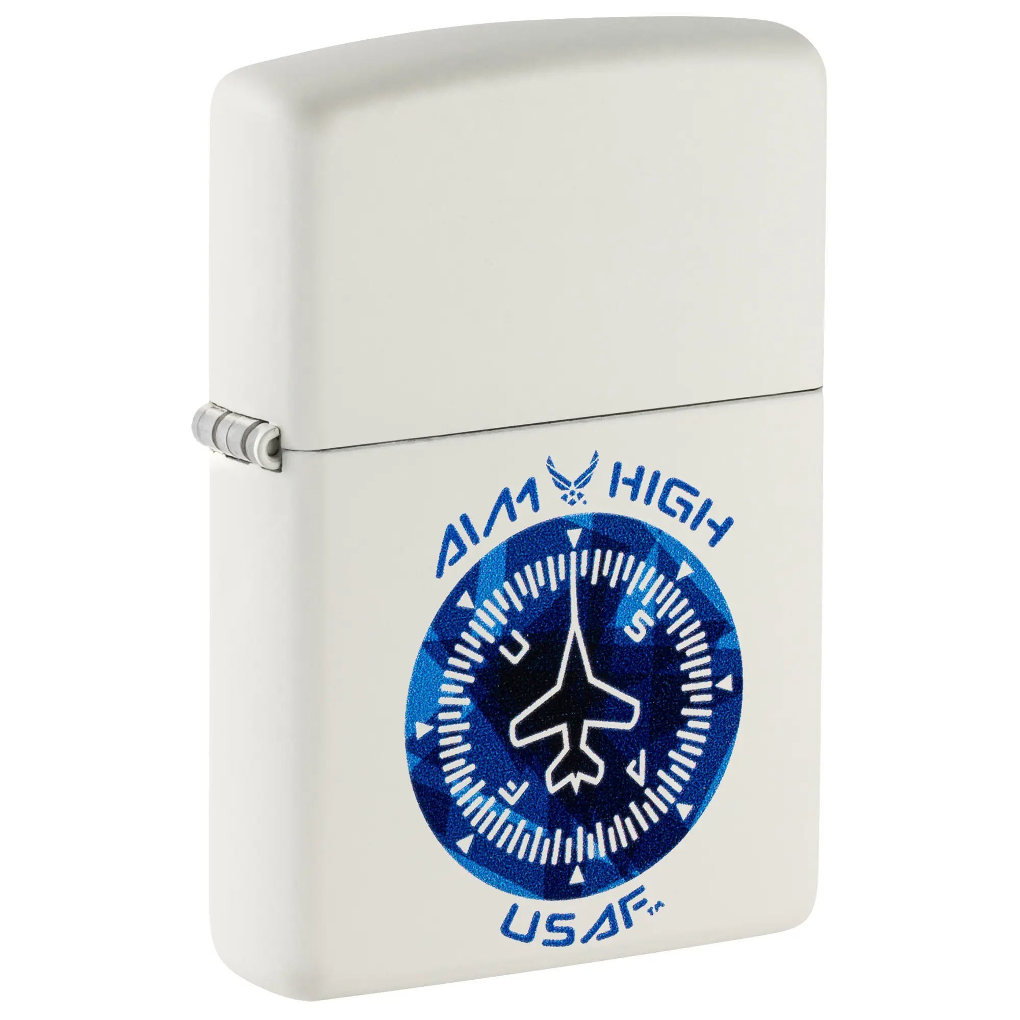 Zippo U.S. Air Force Aim High Design White Matte Pocket Lighter - Made in USA - Unfilled (fuel sold separately)
