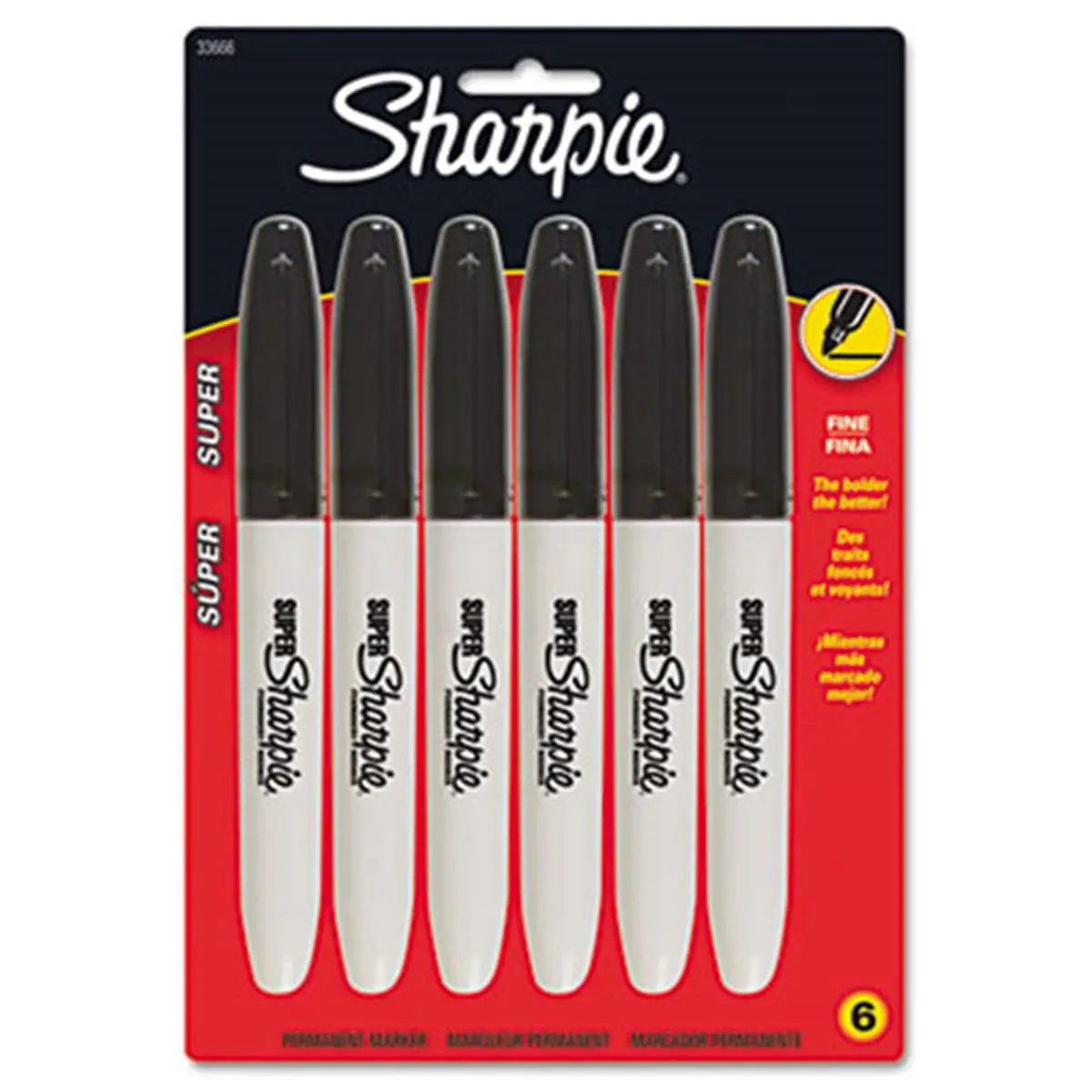212 MAIN Super Permanent Marker Pens, Fine Point, Black, 6-Pack, Quick-Drying Waterproof Smearproof Ink, Fade-Resistant, Extends Marker Life, Creates Impressive Permanent Marks for DIY Craft Enthusiasts, DIY Projects, Large Ink
