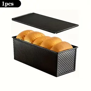 Oversized Pullman Loaf Pan with Lid 12.3"x4.7"x4.3" Black & Gold Vent Holes for Even Baking Ideal for Sandwich Toast Bread Home Baking
