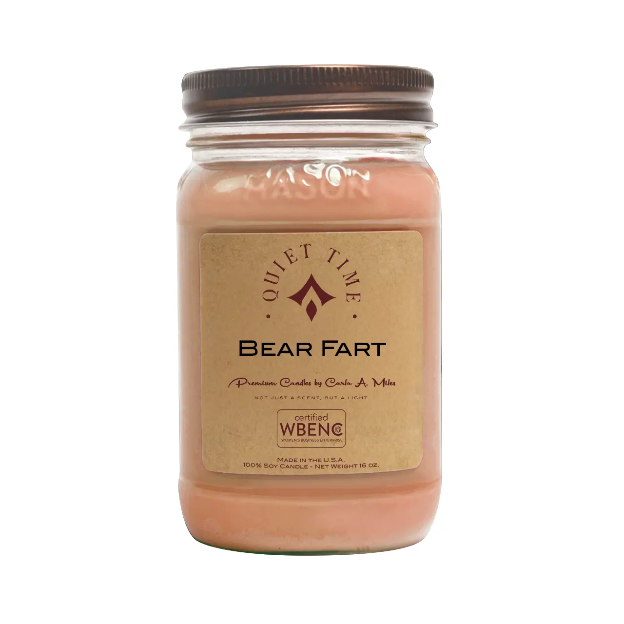 Quiet Time Bear Fart Soy Wax Candle | Scented Organic Vegan Candle | Fruity Vanilla Aroma | Lead-free Wick | | Made in USA