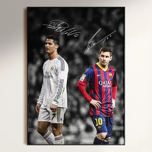 Cristiano Ronaldo & Lionel Messi Poster, Football Legends Poster, Signed Football Poster ( Unframed - Print Only )