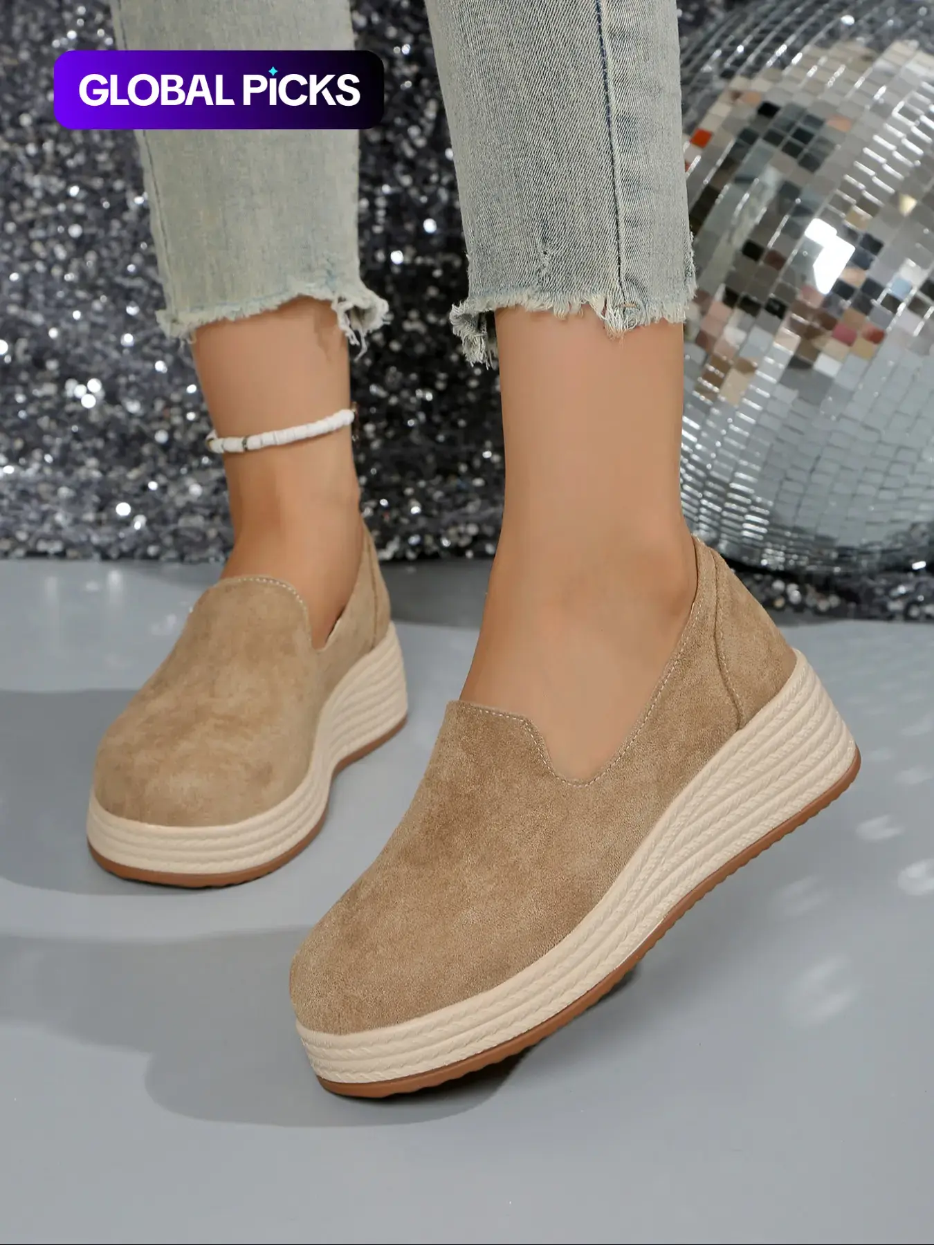 Women's and Girls' Fashionable Solid Color Wedge Shoes, Casual Comfortable All-match Trend Shoes for Daily Wear, Casual Summer Shoes, Casual Slip Ons, Slip On Platform, No Tie Shoes