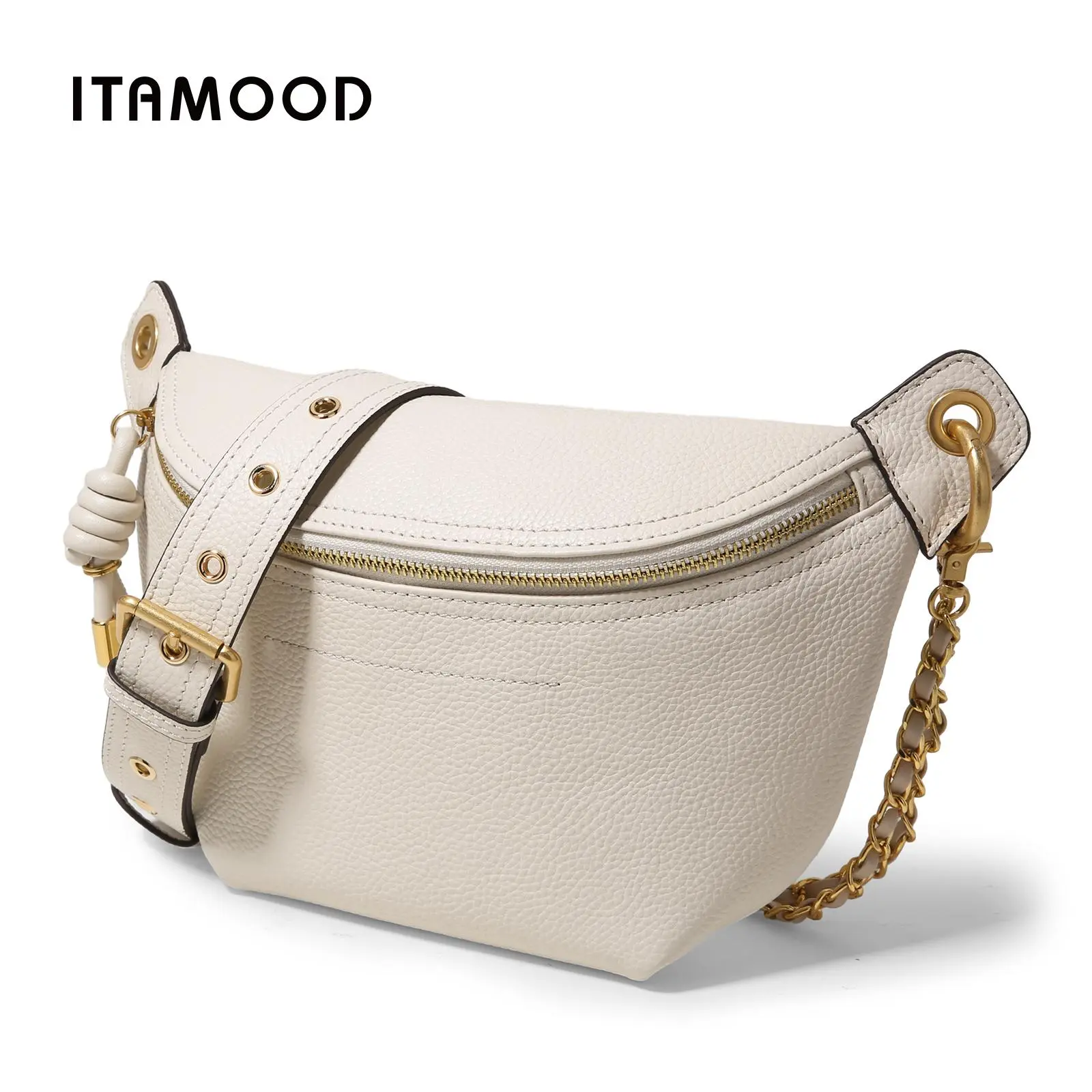 ITAMOOD Women's Genuine Leather Sling Bag Bum bag fanny pack, Sleek Multifunctional crossbody bags for women | Purse with Adjustable Chain and Leather Straps，Stores all your daily essentials, ideal as a gift，Gift for Her