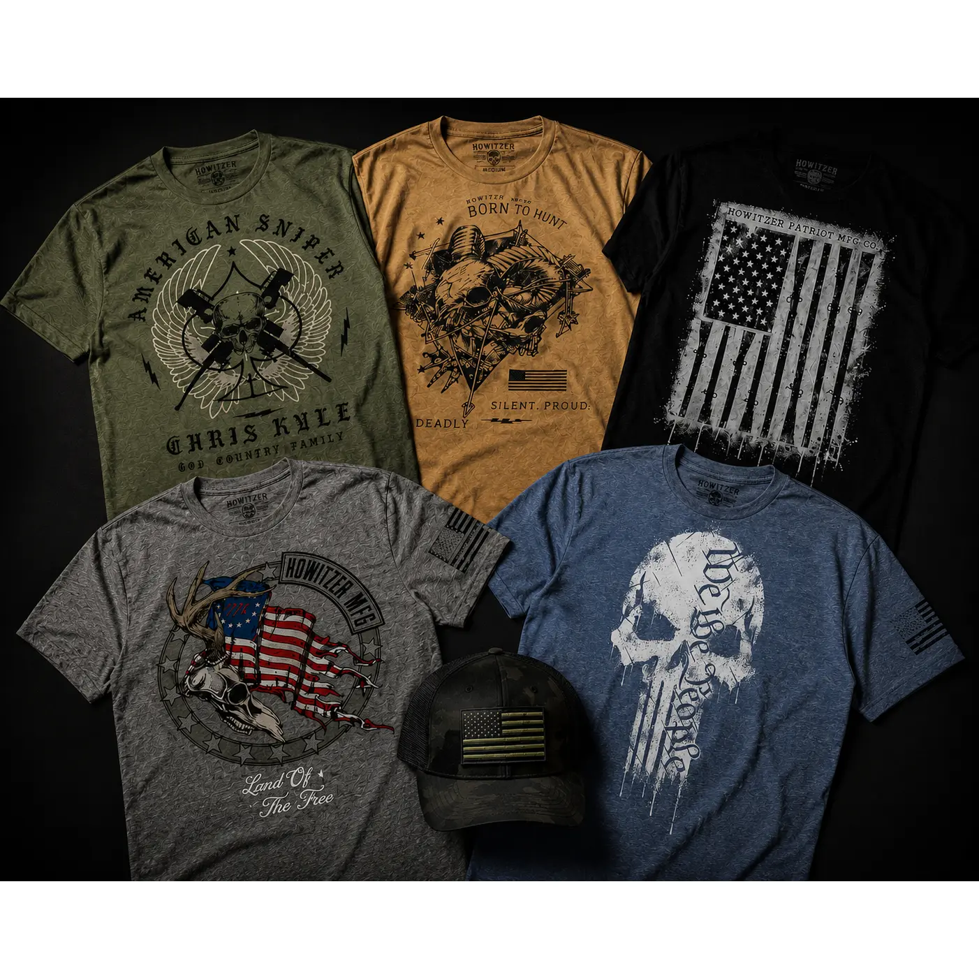 Men's 5-Pack Graphic T-Shirt Mystery Bundle, Casual Short Sleeve Tees with Patriotic Designs, Includes Free Hat, Tshirt, Top, Menswear, Round Neck, Original, Multi-Size