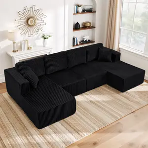 【3 Packages shipping】Large U-Shaped Modular Sofa Set [Extended Version] | Modern Minimalist Cordova Convertible Sofa Bed, Spacious Design for Living Room/Bedroom, Space-Saving & Comfortable Sofa Boneless Sectional Couch, Modern Sleeper Sofa, U Shaped Sofa