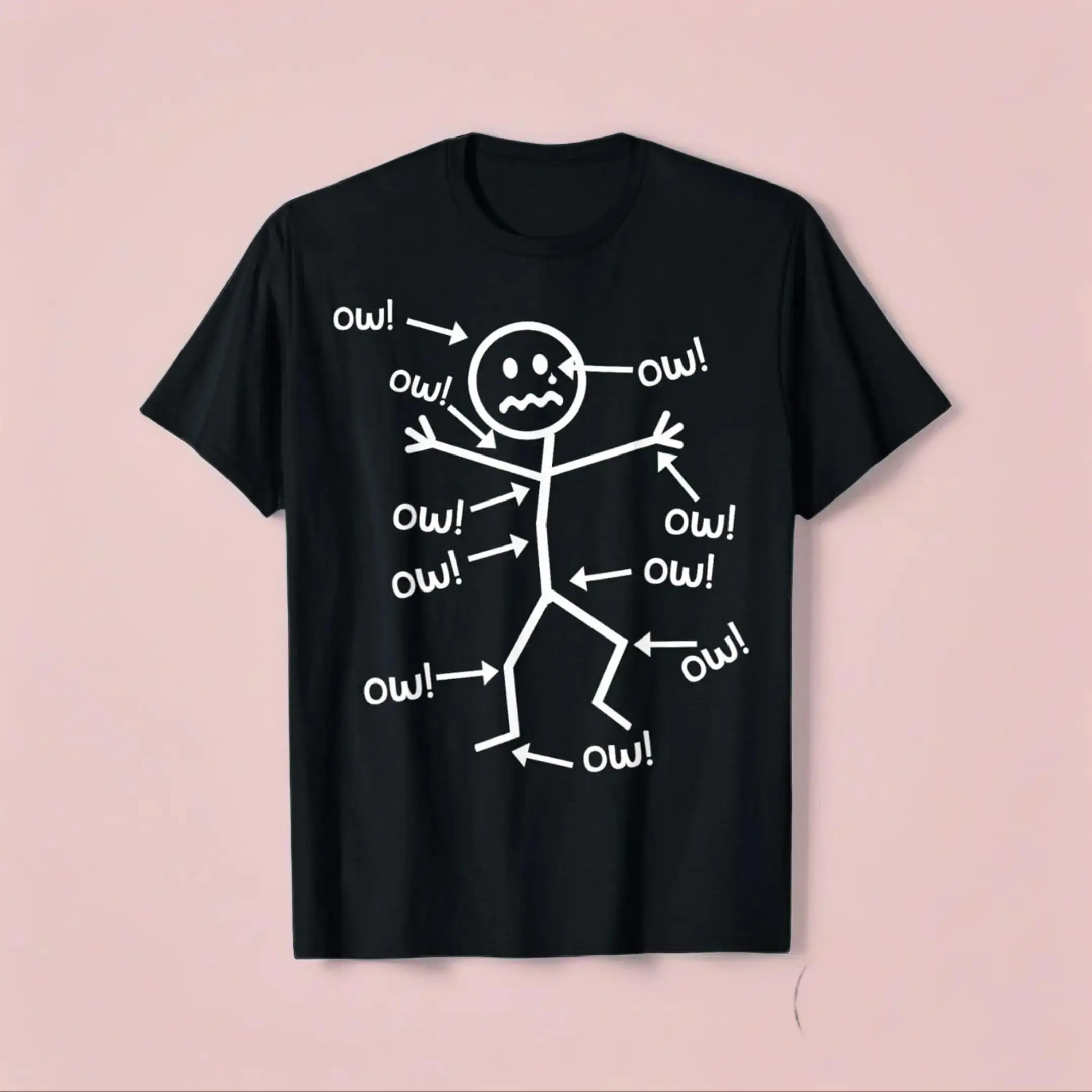 Men's Classic Relaxed Fit Graphic Tee, Soft Breathable Short-Sleeve Menswear Top with Humorous Chronic Pain Awareness Print, Tshirt, Shortsleeve, Round Neck, Work, Humor Graphic Tee, Crew Neck, All Seasons, Chronic Pain Art, Graphic Print