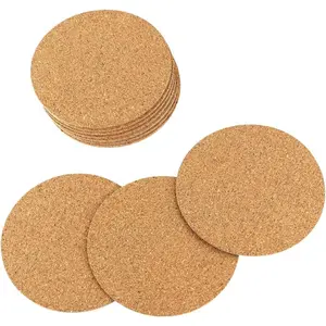 10 Pack Round Cork Coasters, 4" Self-Adhesive Cork Mats, DIY Coasters & Craft Accessories Tableware Circle