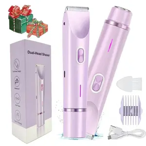 2-in-1 Electric Body & Facial Trimmer，Face shaver，for Women and Men，Professional body,Bikini, Underarm, Leg Hair Removal,IPX7 Waterproof,  USB Rechargeable, Multifunctional Hair Trimmer, Gift Idea, Showerproof Body Trimmer
