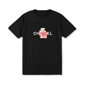 Cotton Women's Loose Fit Plus Size - Summer Cotton T-Shirt Alphabet Flower Perfume Shirt Fashion Print Pattern T-Shirt Brand High Quality Short Sleeve Top t shirt