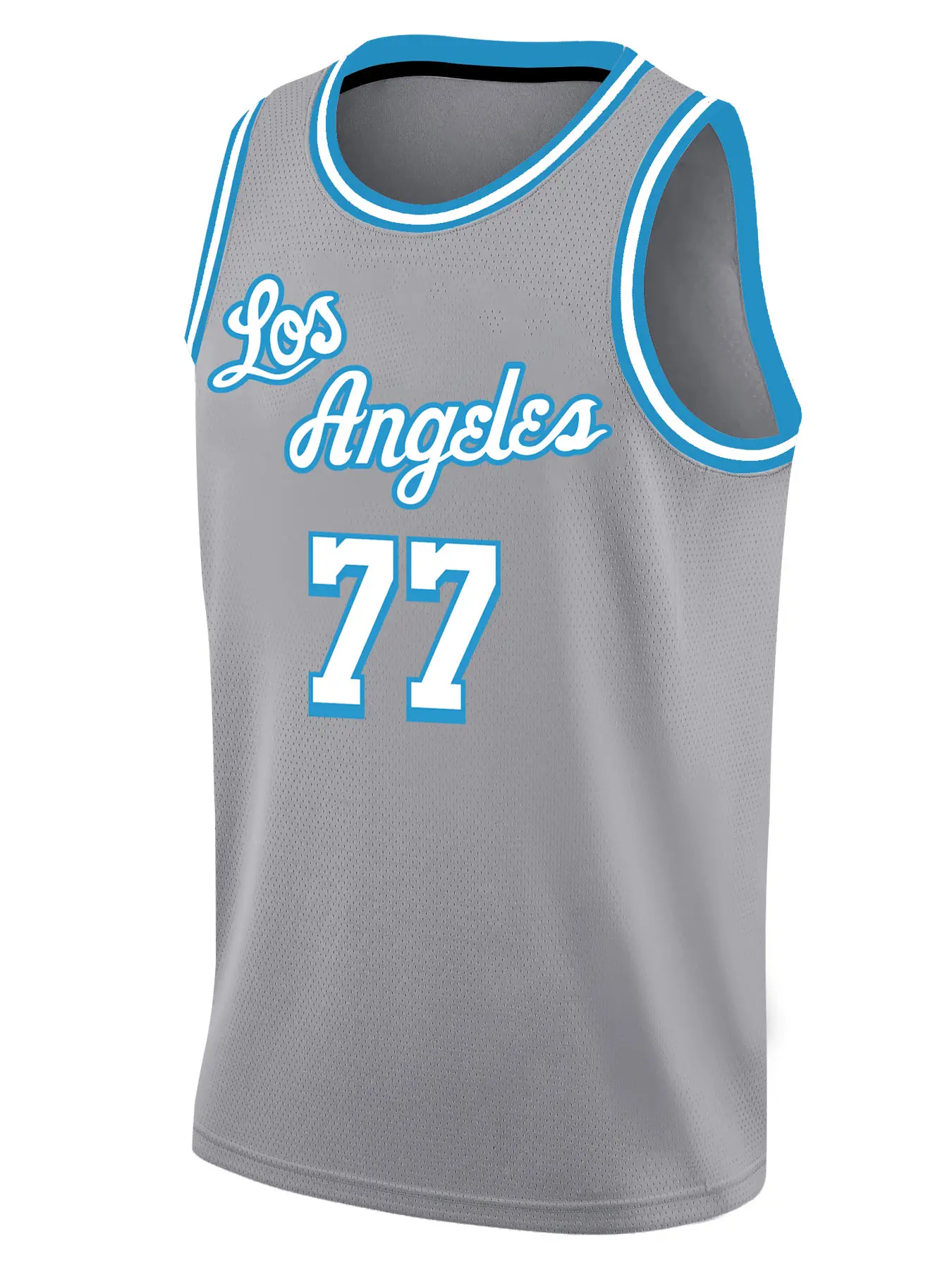 Men's Basketball Jersey, 77 grey Vintage Embroidered Casual Training Tee, Loose-Fit V Neck Short Sleeve, All Seasons Sportswear, Athletic Training Apparel, Jersey Top, Sporty Jersey, Sports Clothing, Sports Tops