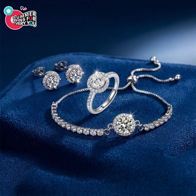 A three-piece jewelry set for women—featuring earrings, a ring, and a bracelet. Stylish, versatile, and elegant, this casual jewelry set makes an ideal gift—perfect for Mother’s Day, birthdays, or any special occasion.