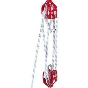 Twin Sheave Block and Tackle 0.43-0.5Inch 100-200Ft Twin Sheave Block with Braid Rope 30-35KN 6600-7705LBS Double Pulley Rigging (1/2" x 200')
