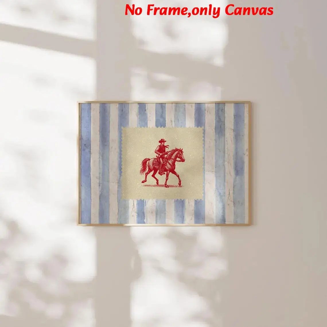 1 pc, wall art, modern poster, vintage stripes rodeo print, western bedroom print cowboy wall art, rustic mid-century modern decor, vintage horse print, Horse pattern print, living room decor, frameless