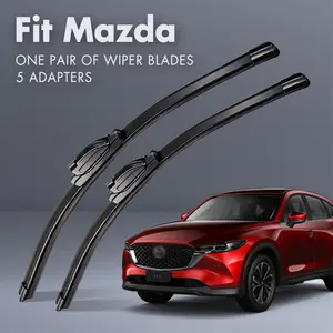 Fit Mazda,Universal All-Season Windshield Wipers Ultra Quiet Frameless Blades, OEM Quality,Streak-Free 5 Adapters,  Easy Install Car Parts