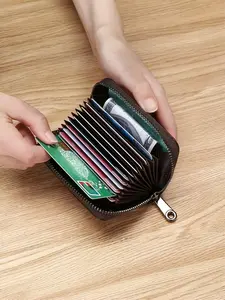 Men's Ultra-Thin Credit Card Holder Wallet, PU Leather Coin Pocket with Zipper, Fashionable Small Money Bag for Daily Use, Gym, Travel