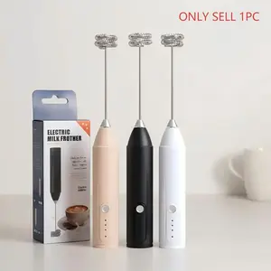Electric Milk Frother, Handheld Electric Foam Maker, Stainless Steel Whisk Blender, Cordless Milk Frother, Rechargeable for Coffee, Matcha, Latte, Cappuccino, Coffee Equipment