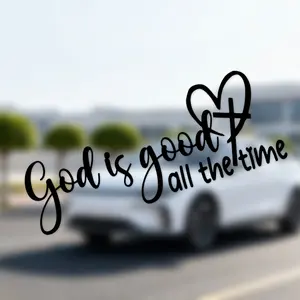 1PC God Is Good All The Time Bible Verses for Christian Faith Car Stickers, Car decorations, Are Waterproof and Durable for Car Windshields Motorcycles Decals with Fonts and Heart-shaped Symbols To Display Faith Universal Car Sticker