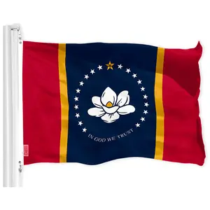 G128 Mississippi State Flag 2020 Version | 3x5 feet | Printed 150D, Indoor/Outdoor, Vibrant Colors, Brass Grommets, Quality Polyester, Much Thicker More Durable Than 100D 75D Polyester
