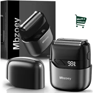 [TikTokShopStockUp]Mbzoey Foil Shavers for Men, Mini Razor, Compact Face Shaver, IPX7 Waterproof Wet Dry Fathers Day Gift Steel Facial smartliving Titanium
