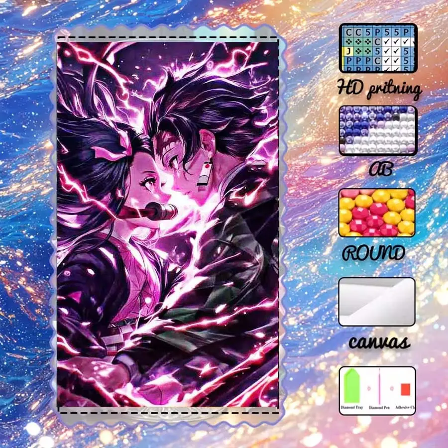 DIY 5D velvet, AB diamonds, fantasy diamonds, crystal diamonds, confrontation lightning diamond embroidery, diamond painting handmade kit, diamond art kit, wall decoration, gift for family, loved ones, friends, Galaxy, Handcraft