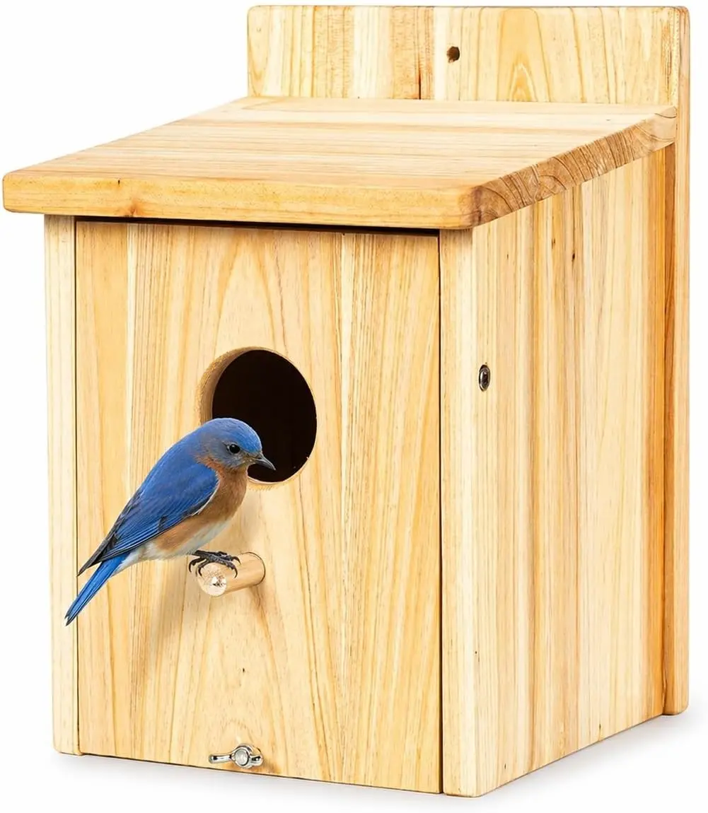 Wooden Bird Houses for Outside Birdhouses Nest Bluebird House for Cardinals Finch Wren Swallow for Garden Viewing 1B