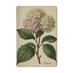 Aluminum Painting of Hydrangea Plant with White and Pink Flowers Wall Art for Home Office Cafe Bar Decor Easy to Hang Versatile for Holiday and Seasonal Decoration Wall Decor Pictures
