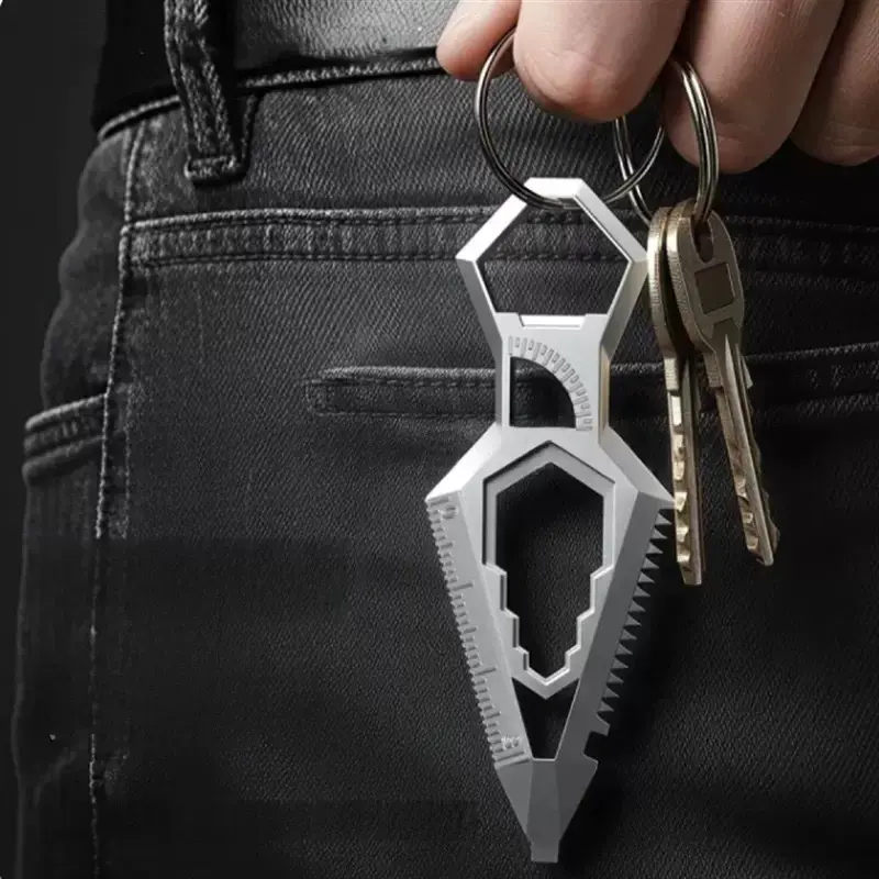 Star-Shaped Pocket Multi-Tool with Flat Screwdriver, 10 Built-In Functions, 3cm Ruler, 8-Size Hex Wrenches, Beer Bottle Opener & Key Ring for Party Gifts, Home Supplies, Travel Size, Adult