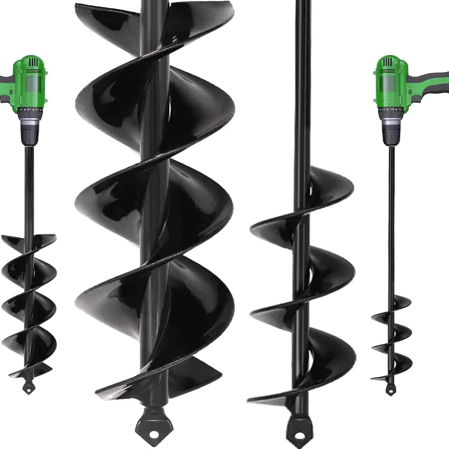 #Summervibes Auger Drill Bit for Planting, 2 Set Solid Core Shaft Garden Auger Spiral Drill Bit, Hole Digger for 3/8'Hex Drive Drill (3'X16.5' and 1.6'X16.5")