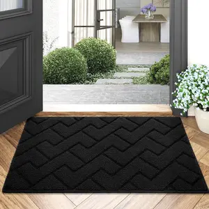 Indoor Doormat,Front Back Door Mat Rubber Backing Non Slip Mats 20”x31.5”Absorbent Resist Dirt Entrance Doormat Inside Floor Area Rug for Entryway Machine Washable Low-Profile (Black) multipurposefloormat