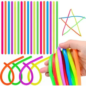 100 PCS Colorful Stretchy Strings Sensory Toys, Carnival Prizes Stress Relief Toy for Classroom Prize kid Gift Birthday Party Favors