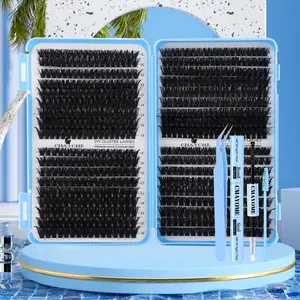 720/666/648 Clusters Thick Individual Lash Kit, 10D-150D Mixed Density, w/ Glue & Tools, 8-16mm Mixed Lengths, Dramatic, Eye-Enhancing, Waterproof, Sleep-Proof, Long-Lasting, For Daily, Outdoor, Dates, Festivals, Spring Fest Stock-Up