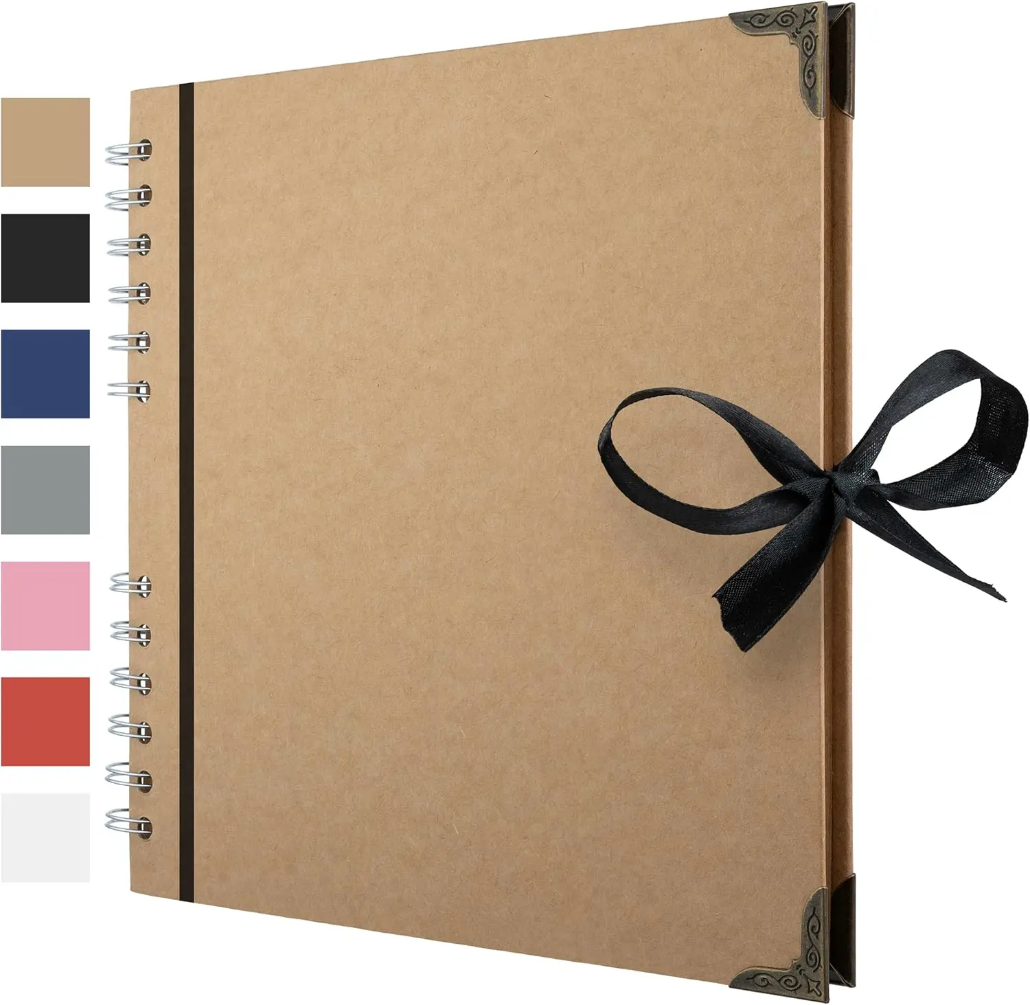 8x8 Inch Brown Scrapbook Album with 60 Pages and 200gsm Kraft Paper for Art Crafts and DIY Photo Album Gift