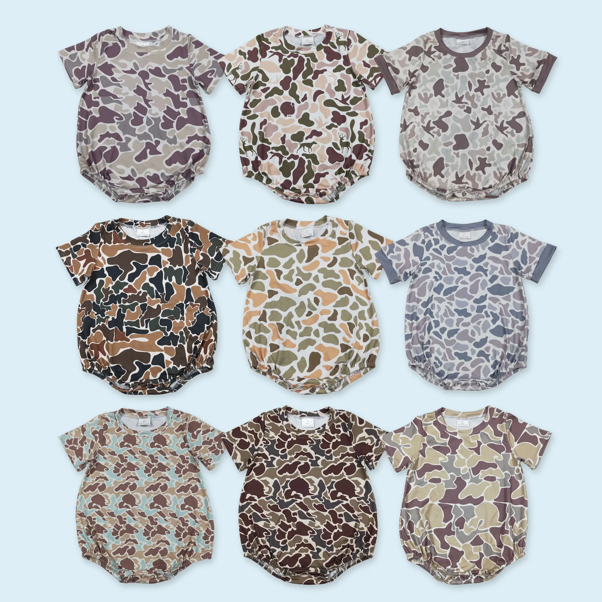Camouflage baby boy short sleeve summer romper