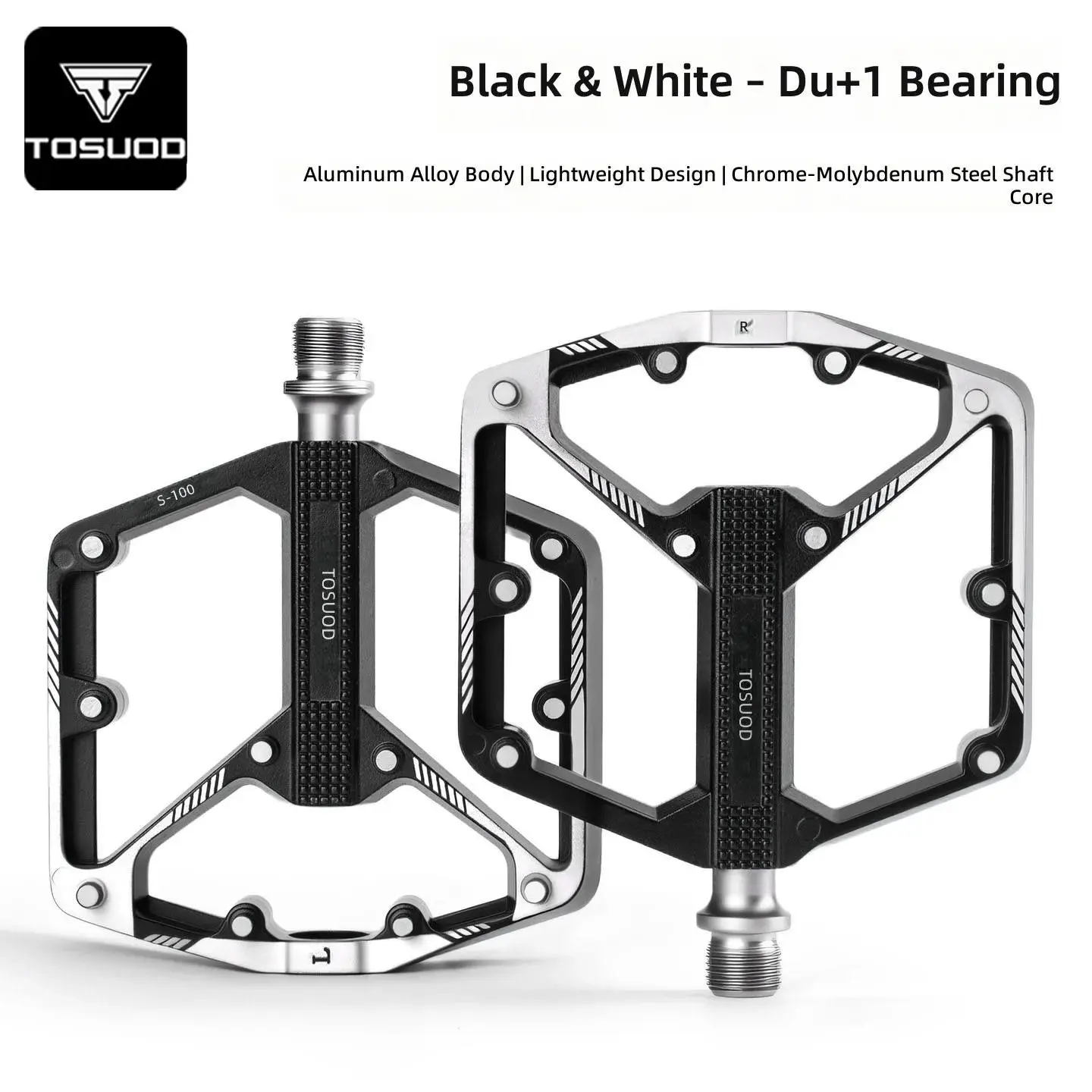 TOSUOD Aluminum Alloy Bike Pedals, Lightweight Flat Platform Bicycle Pedals with Anti-Slip Pins, Sealed Bearing 9/16" Pedals for Mountain Bike, Road Bike, BMX, E-Bike & Hybrid Bike