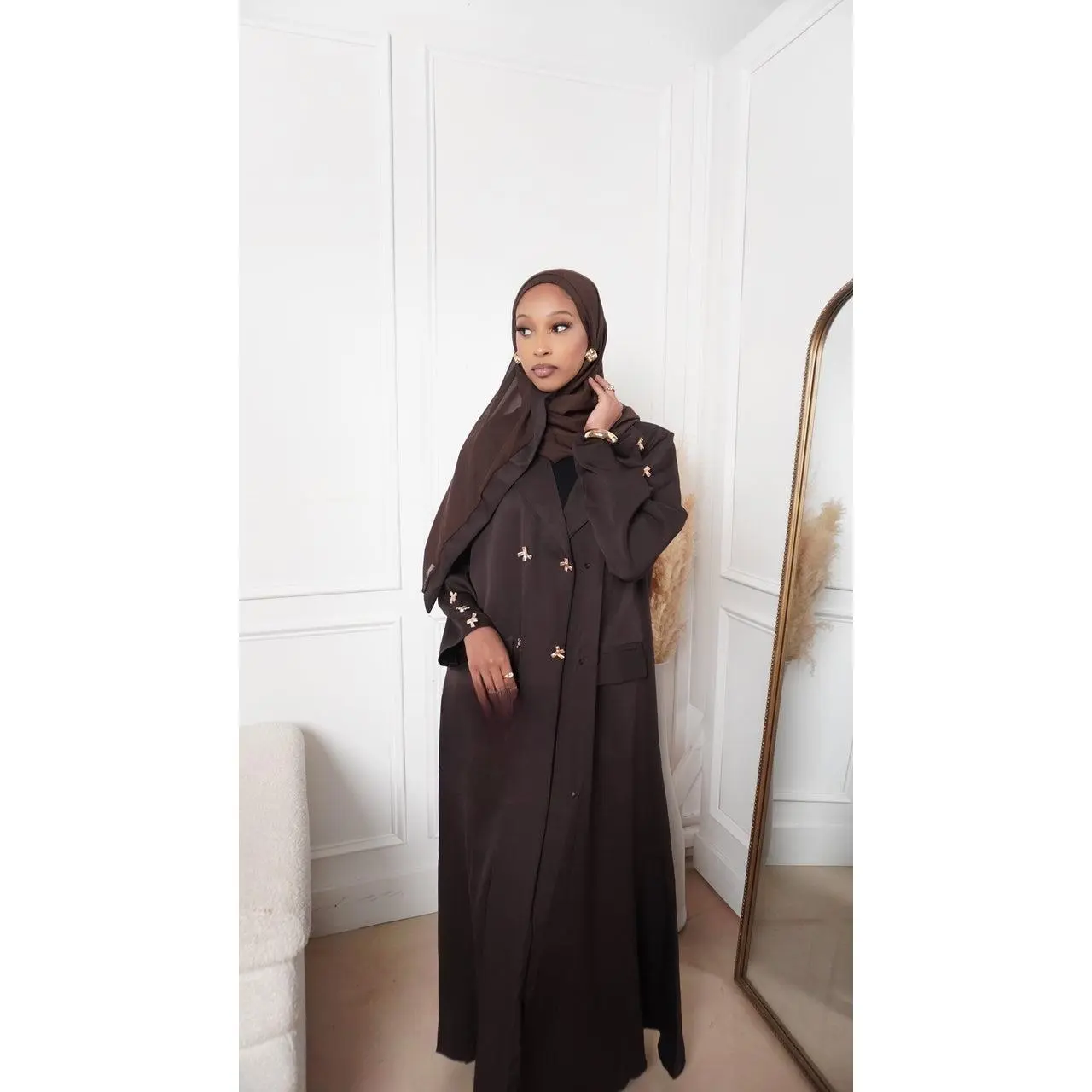 Brown Empire Abaya Set